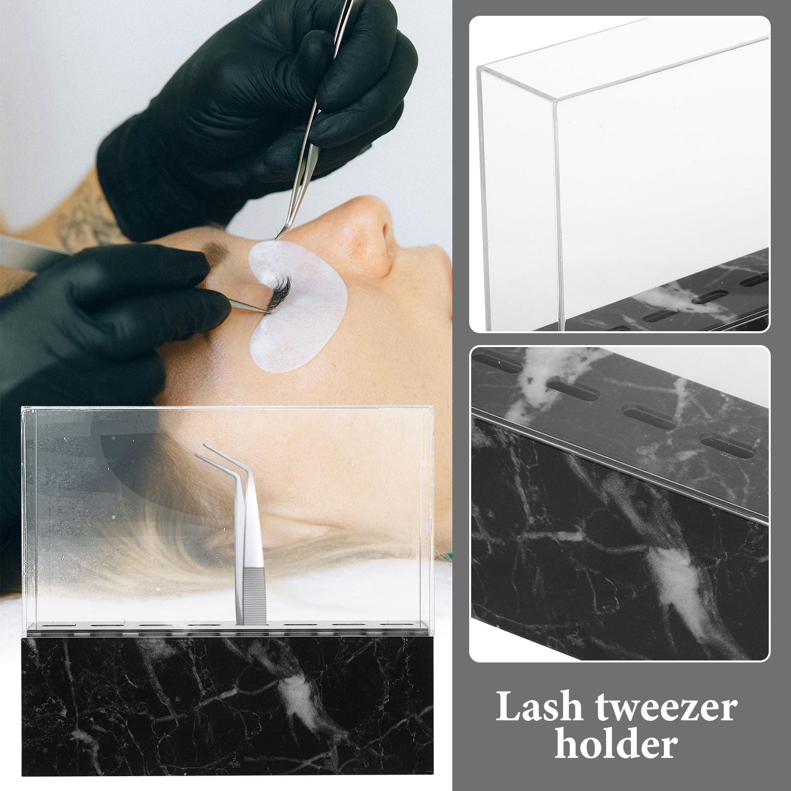 Lash Extension Tweezers - Acrylic Eyelash Tweezers Holder 8-Hole Large
