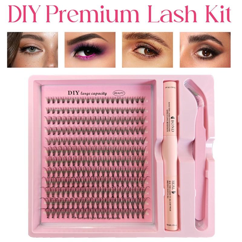 Lash Extension Tweezers - Mink Eyelash Clusters Kit for Thick
