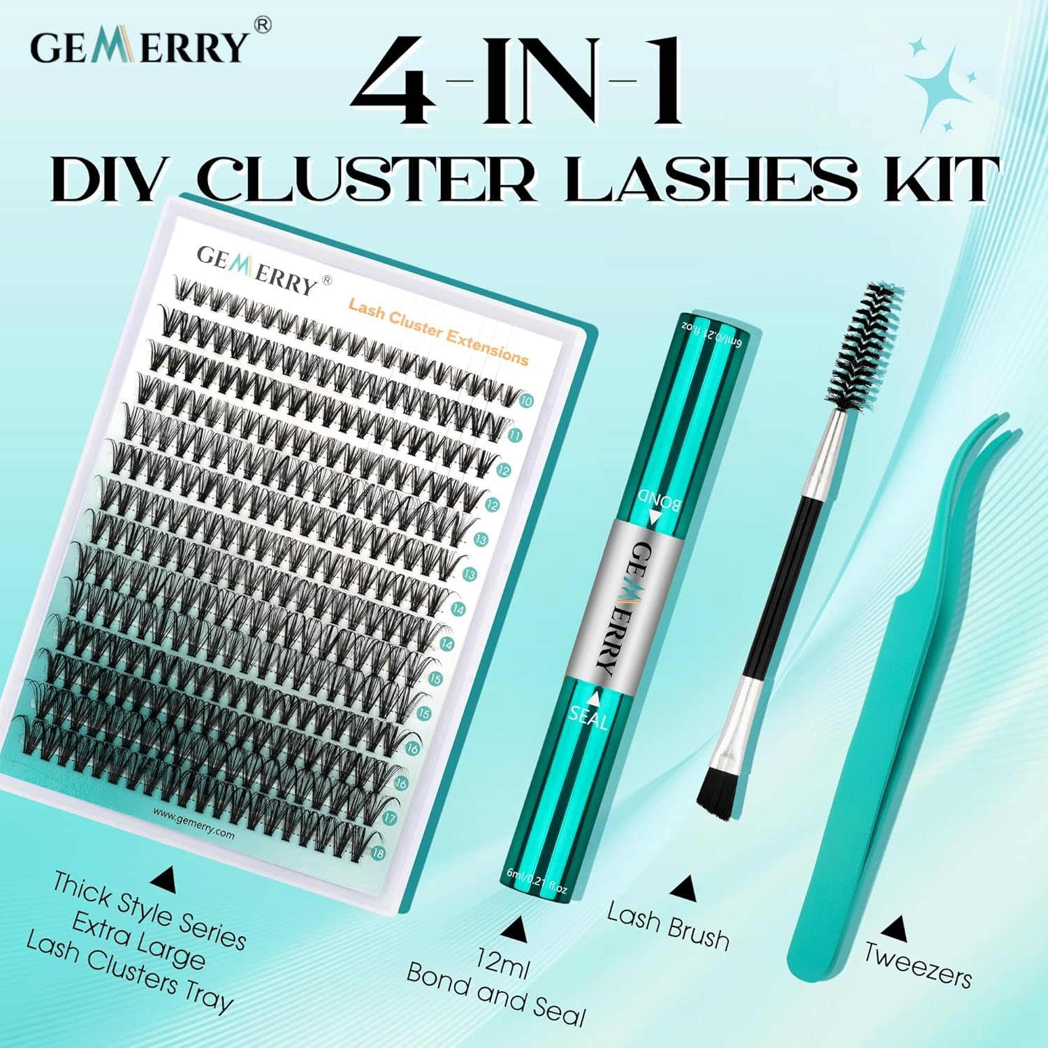 Lash Extension Tweezers - GEMERRY Heat Cluster Individual D Curl