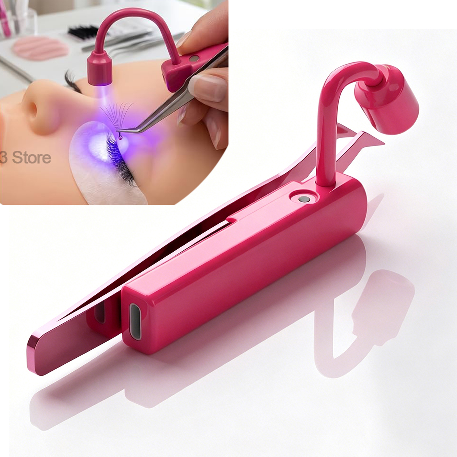 Lash Extension Tweezers - Mini UV Lash Light 180° Rotation