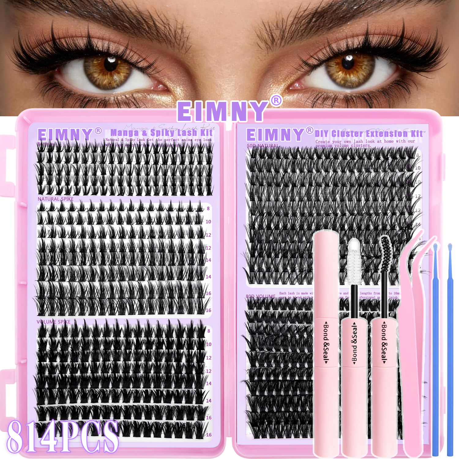 Eyelash Extension Natural - EIMMY 814PCS False Eyelash Set, All-In-One