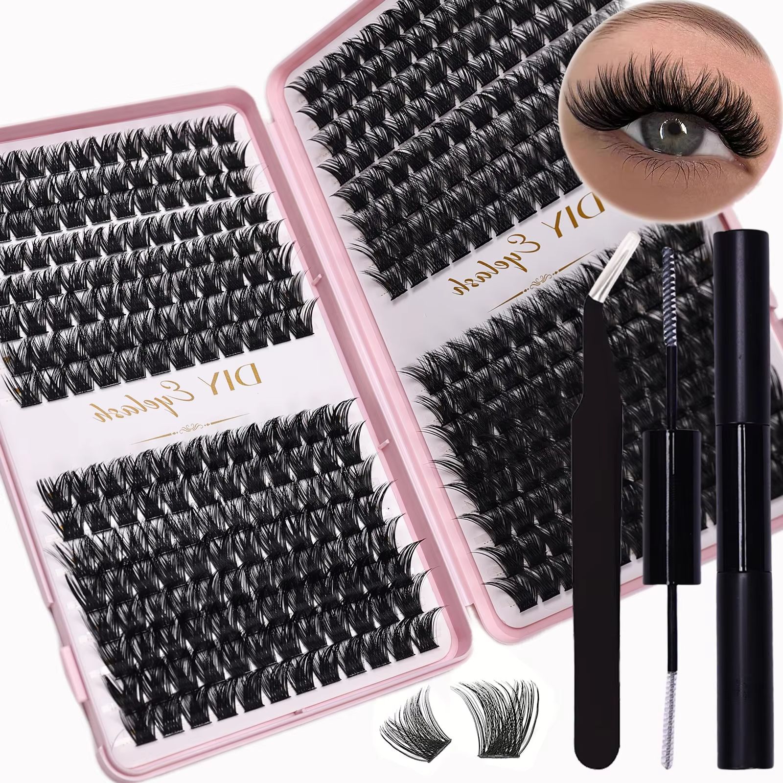 Lash Extension Tweezers - DIY Eyelash Extension Kit 384pcs D