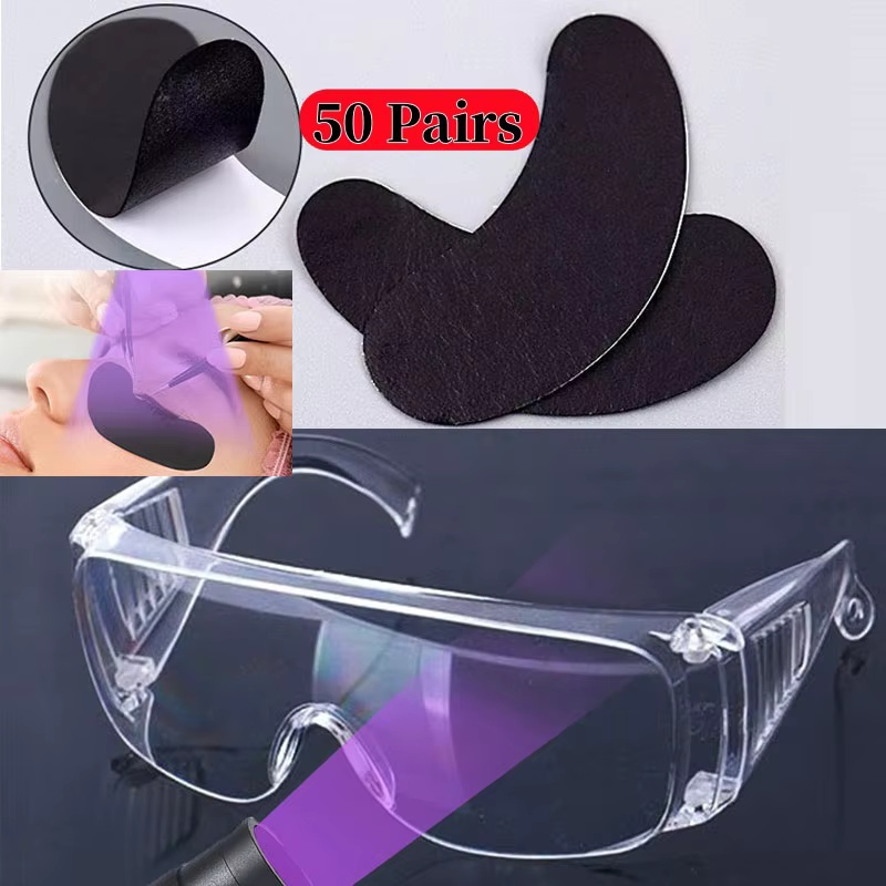 Eyelash Extension With Glasses - Padding UV Black Patches And UV
