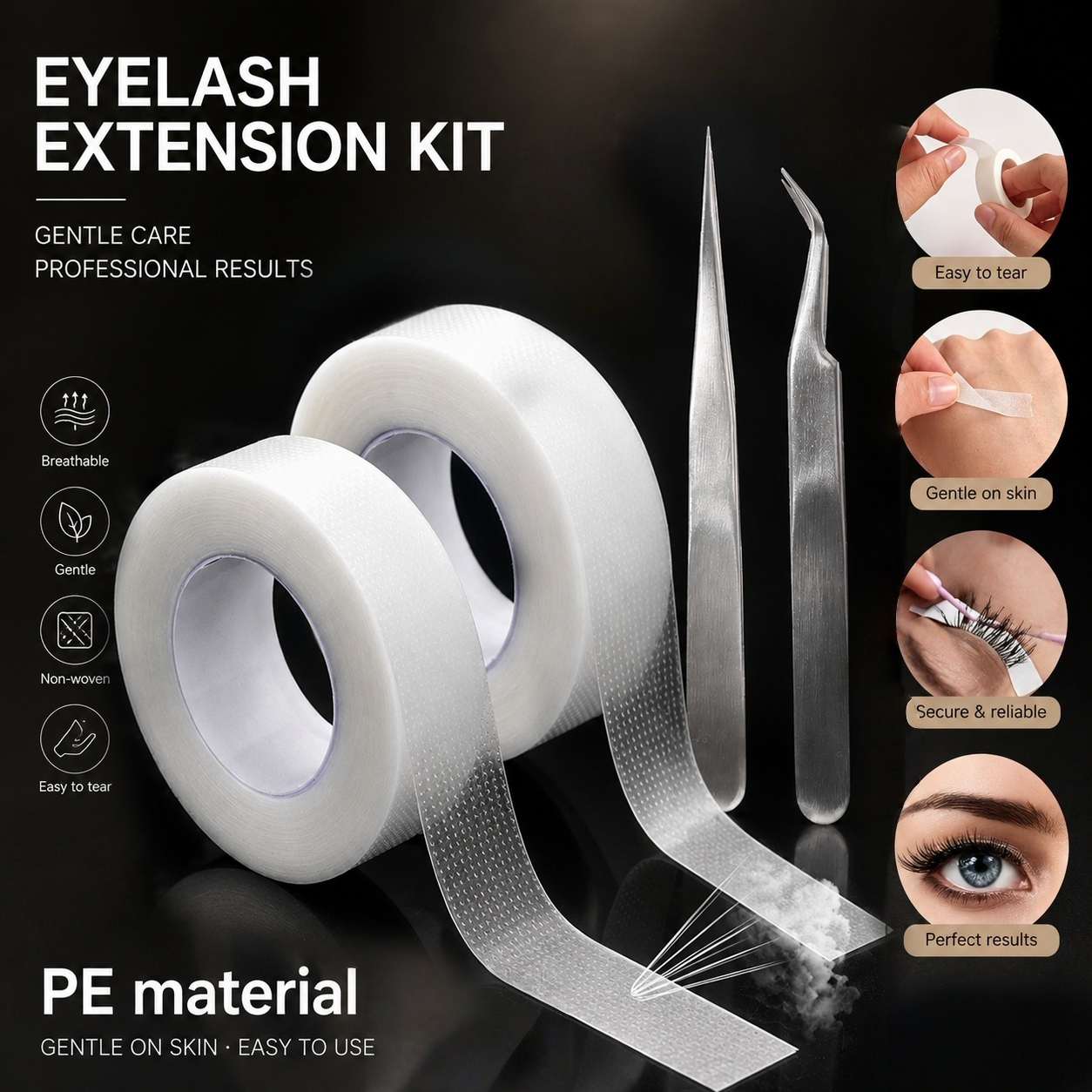 Lash Extension Tweezers - 4Pcs Professional Eyelash Extension Kit PE