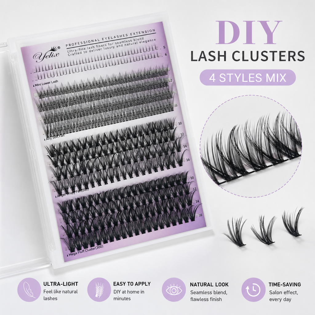 Yelix DIY Clusters Lashes Big  – обзор и цена Eyelash Extension Natural