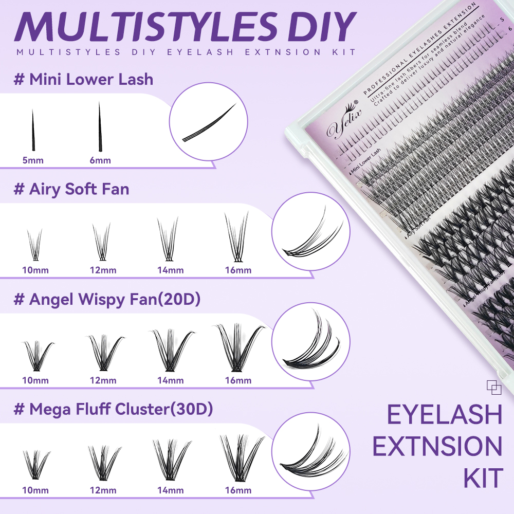 Yelix DIY Clusters Lashes Big  – обзор и цена Eyelash Extension Natural