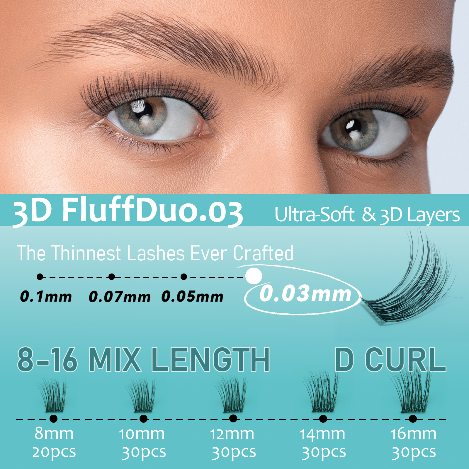 Mscici Lashes Clusters Curl 3D – обзор и цена Eyelash Extension Doll Eye